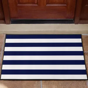 Navy and White Striped Doormat Welcome Mat Lake House DÃ©cor