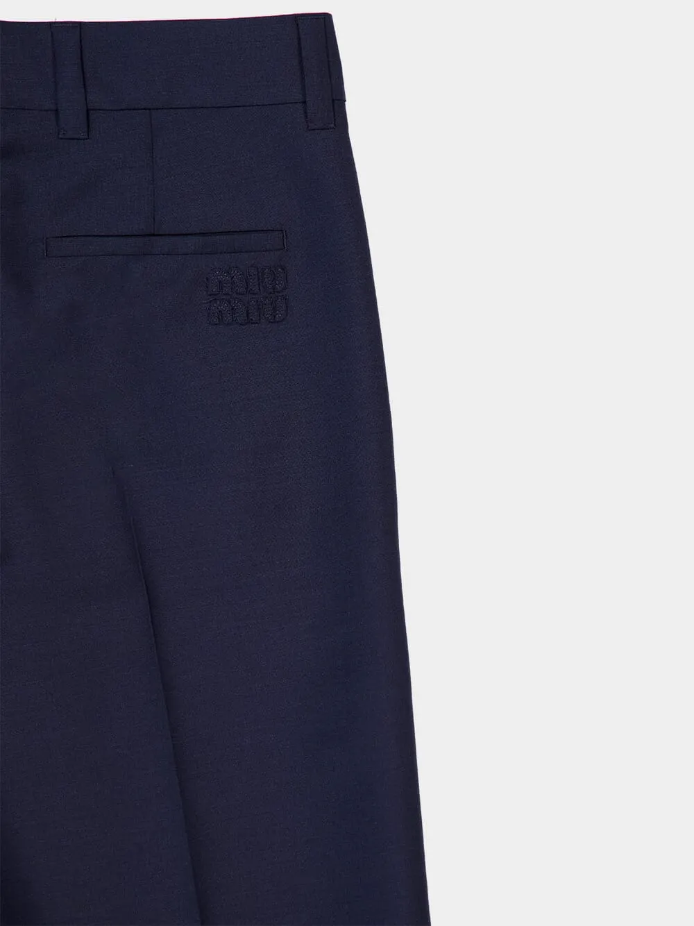 Navy Kid Mohair Tailored Trousers
