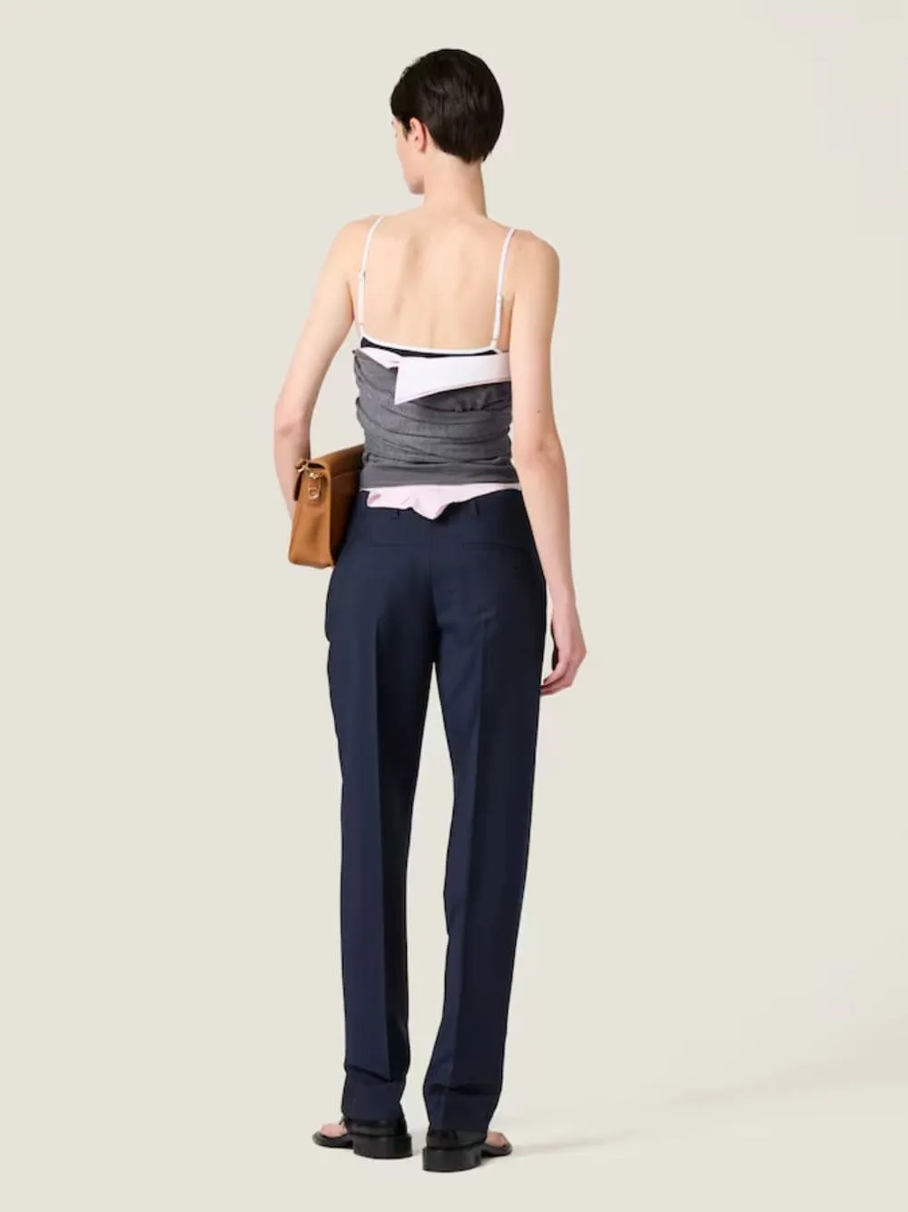 Navy Kid Mohair Tailored Trousers