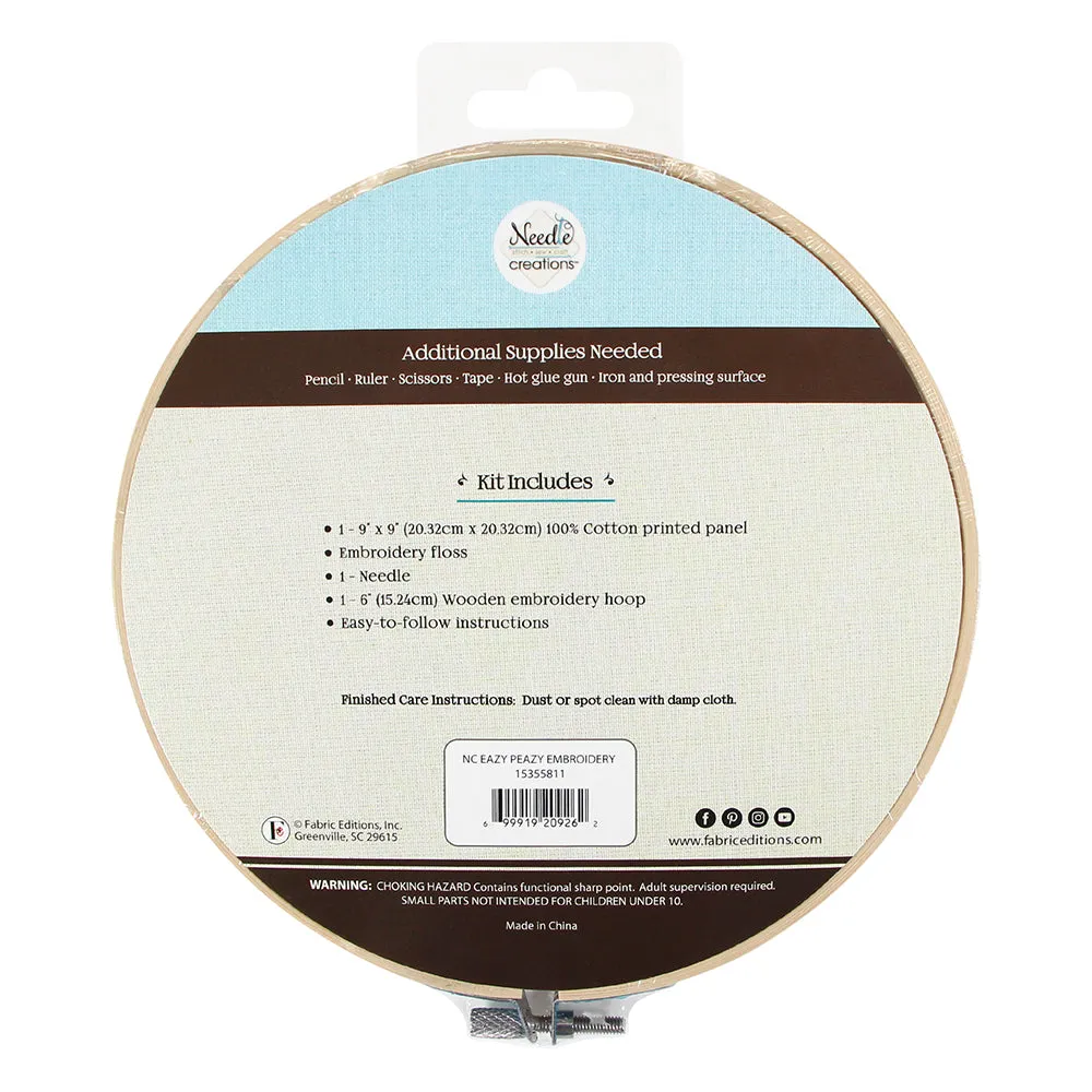 NEEDLE LICIOUS Printed Embroidery 15.2cm (6") Hoop Kit - Easy Peazy Flowers