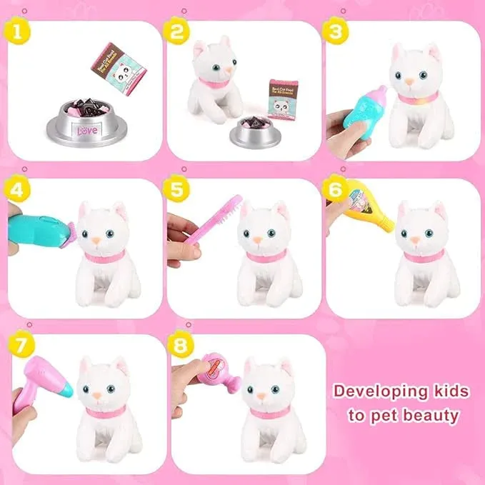 NEW Aomola Pet Care Pretend Veterinarian Toy with interactive kitten, cage & accessories