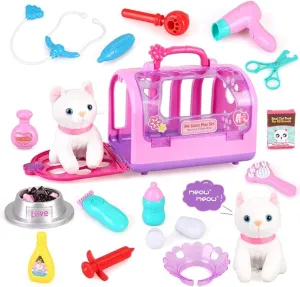 NEW Aomola Pet Care Pretend Veterinarian Toy with interactive kitten, cage & accessories
