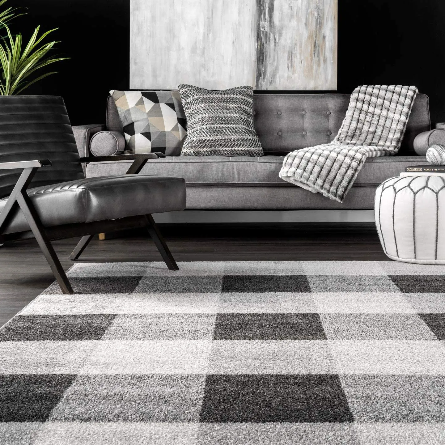 New nuLOOM Buffalo Plaid Area Rug, 3' x 5', Grey! Designed with resilience against everyday wear-and-tear, this rug is kid and pet friendly and perfect for high traffic areas