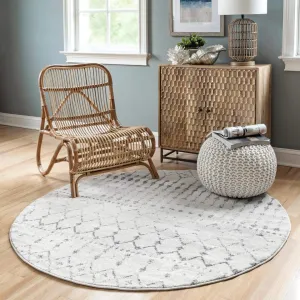 New nuLOOM Moroccan Blythe Area Rug, 5' Round, Grey/Off-white! Made in Turkey!