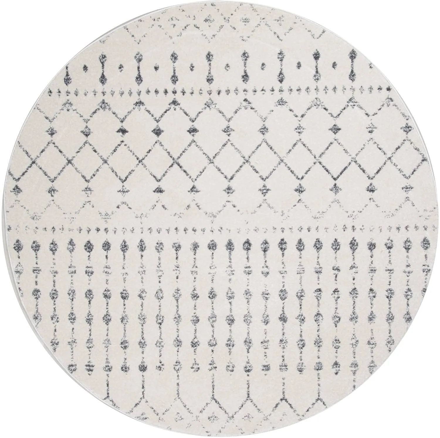 New nuLOOM Moroccan Blythe Area Rug, 5' Round, Grey/Off-white! Made in Turkey!