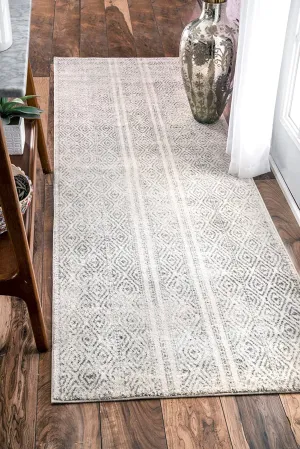 New nuLOOM Sarina Diamonds Runner Rug, 2' 8" x 8', Grey! Features a Moroccan pattern and is made of 100% polypropylene