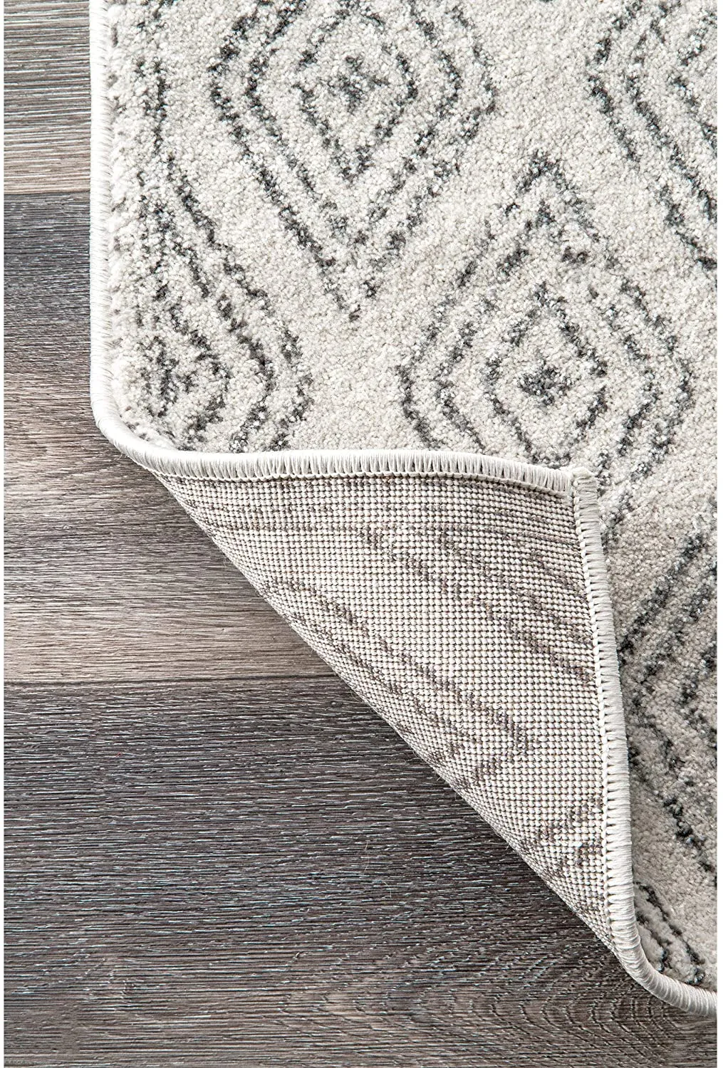 New nuLOOM Sarina Diamonds Runner Rug, 2' 8" x 8', Grey! Features a Moroccan pattern and is made of 100% polypropylene