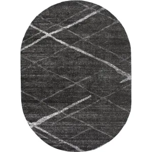New nuLOOM Thigpen Contemporary Area Rug, 3' x 5' Oval, Dark Grey! Kid and pet friendly and perfect for high traffic areas of your home