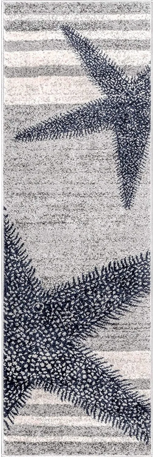 New nuLOOM Thomas Paul Coastal Beachy Starfish Runner Rug, 2' 6" x 8', Grey