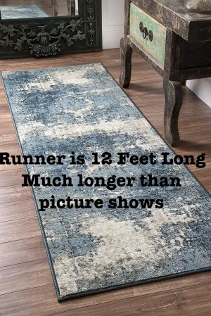 NEW nuLOOM Vintage Lindsy Distressed Runner Rug, 2' 8" x 12', Blue! Retails $150 
