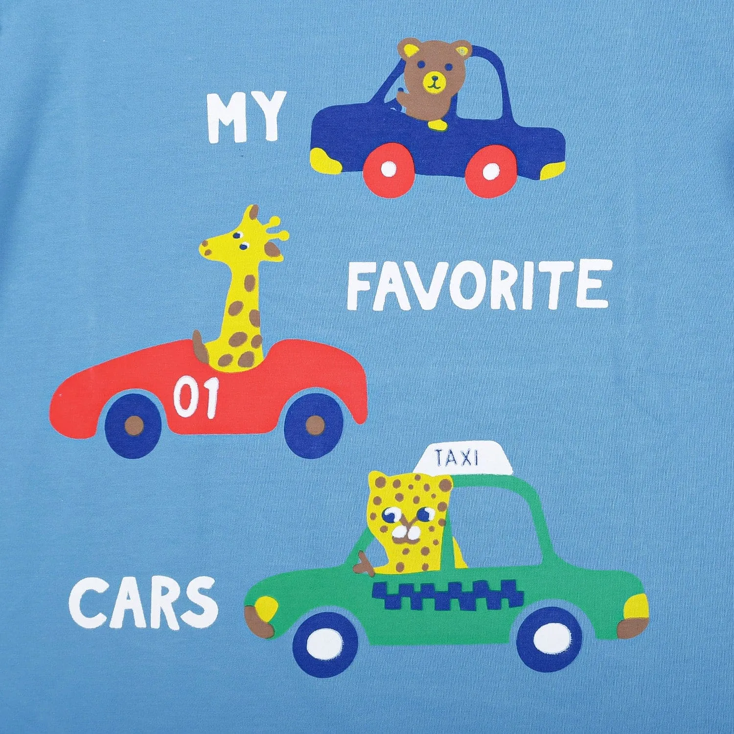 Night Suit Cotton Tshirt And Pyjama My Favourite Car Blue