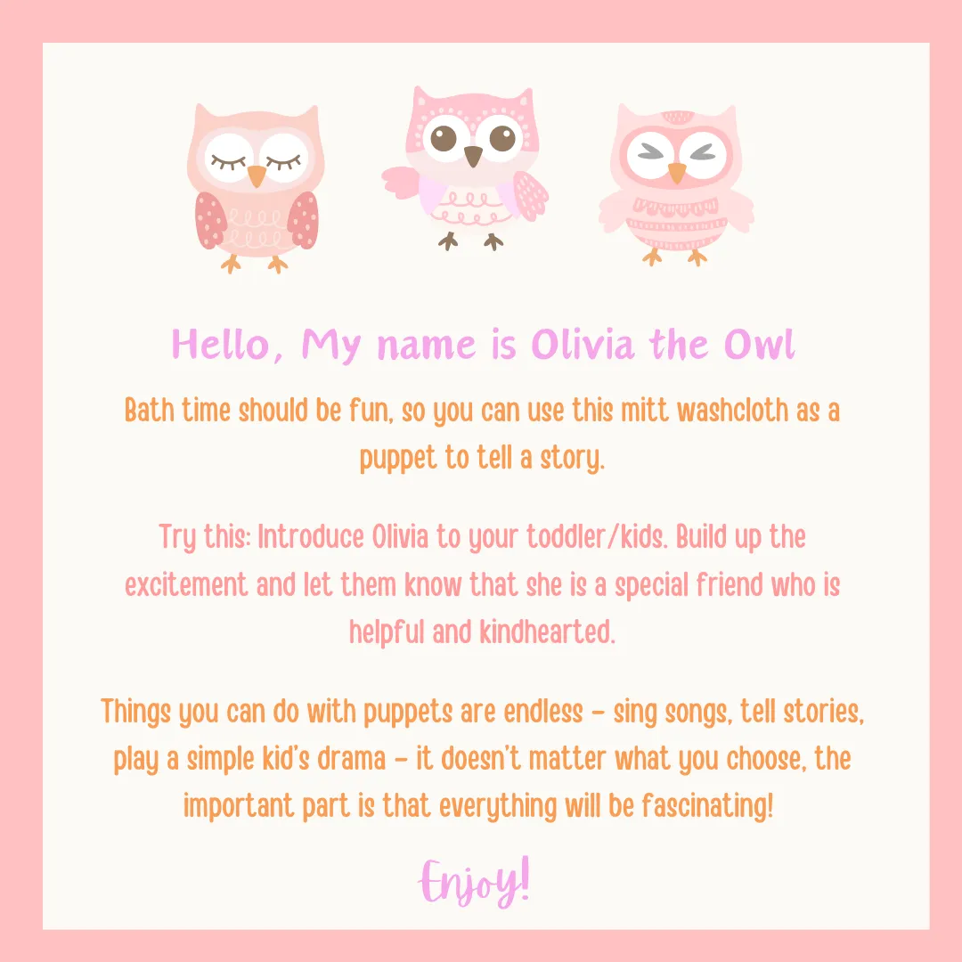 Olivia the Owl - Terry Bath Mitt