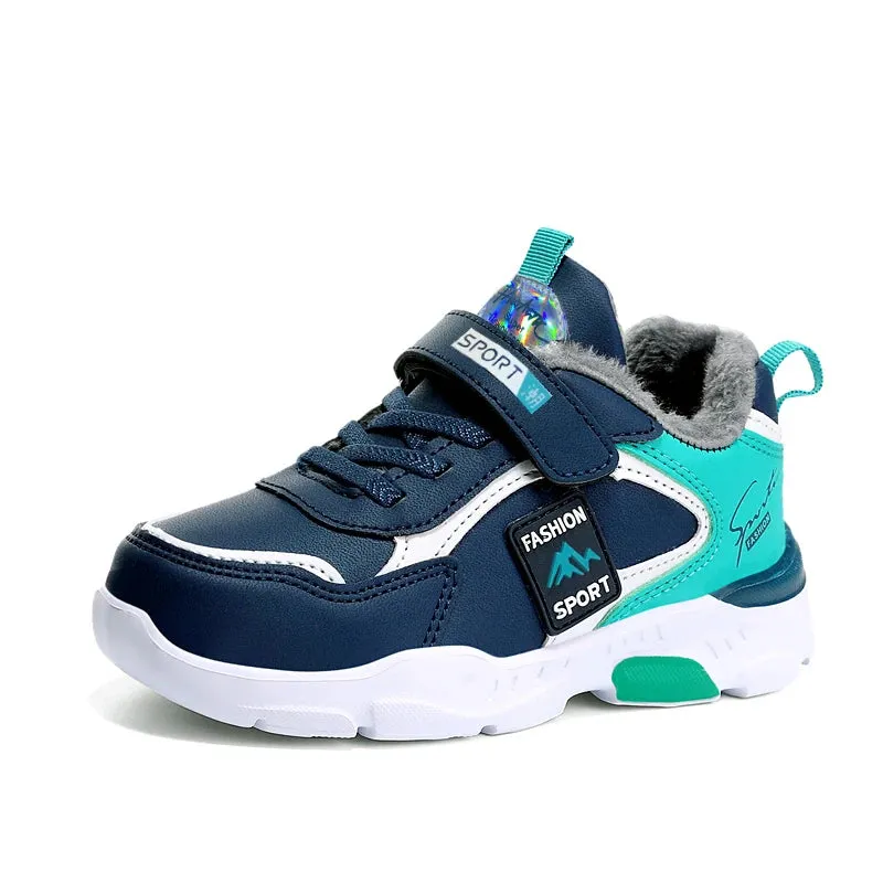 Outdoor Kid Running Shoes Sport Children's Boy Winter Plus Warm Sneakers Waterproof Leather Girl Casual Trekking Shoes