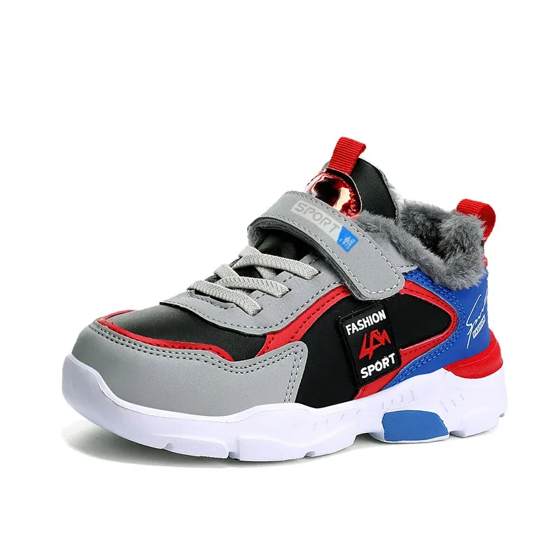 Outdoor Kid Running Shoes Sport Children's Boy Winter Plus Warm Sneakers Waterproof Leather Girl Casual Trekking Shoes