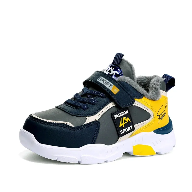 Outdoor Kid Running Shoes Sport Children's Boy Winter Plus Warm Sneakers Waterproof Leather Girl Casual Trekking Shoes