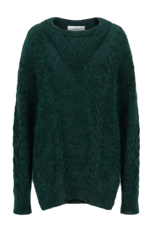 Oversized Cable Knit Sweater | Green
