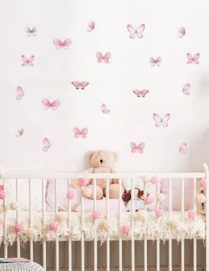 Pastel Pink Butterflies Wall Decal