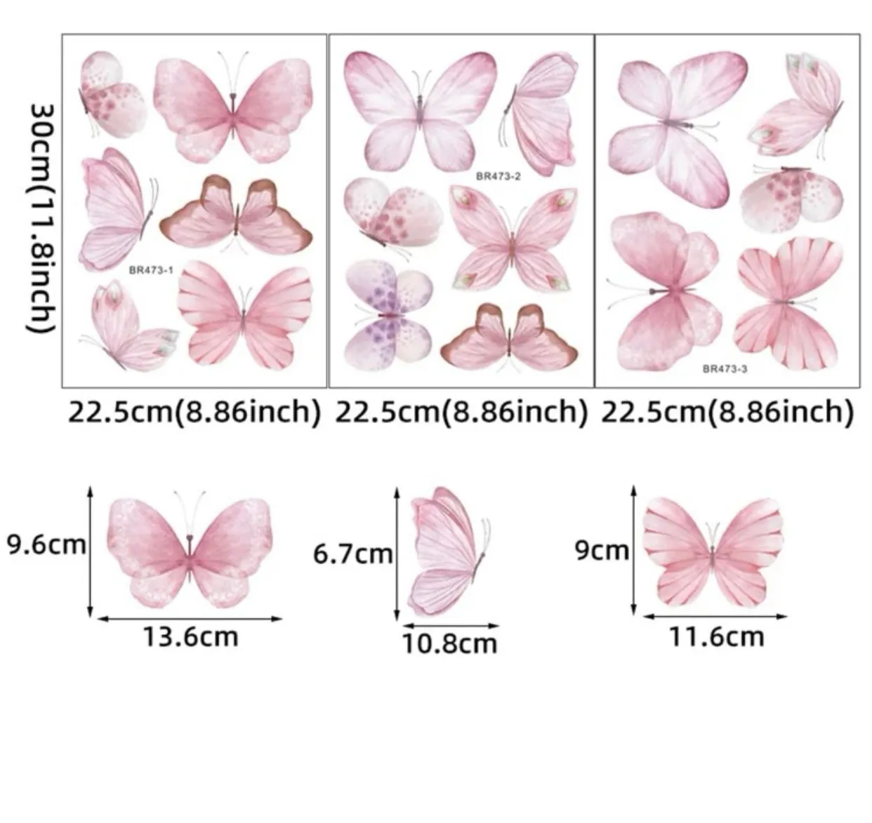 Pastel Pink Butterflies Wall Decal