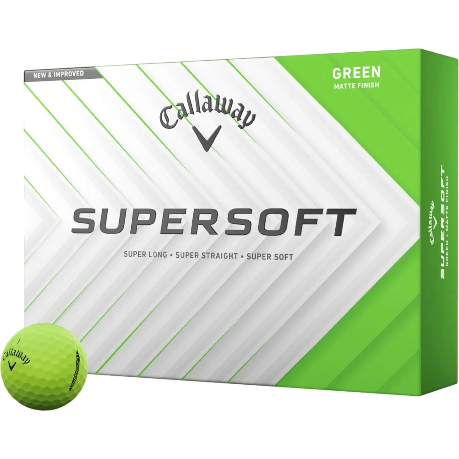 Pelotas de golf Callaway 2025 Supersoft Green (paquete de 12)
