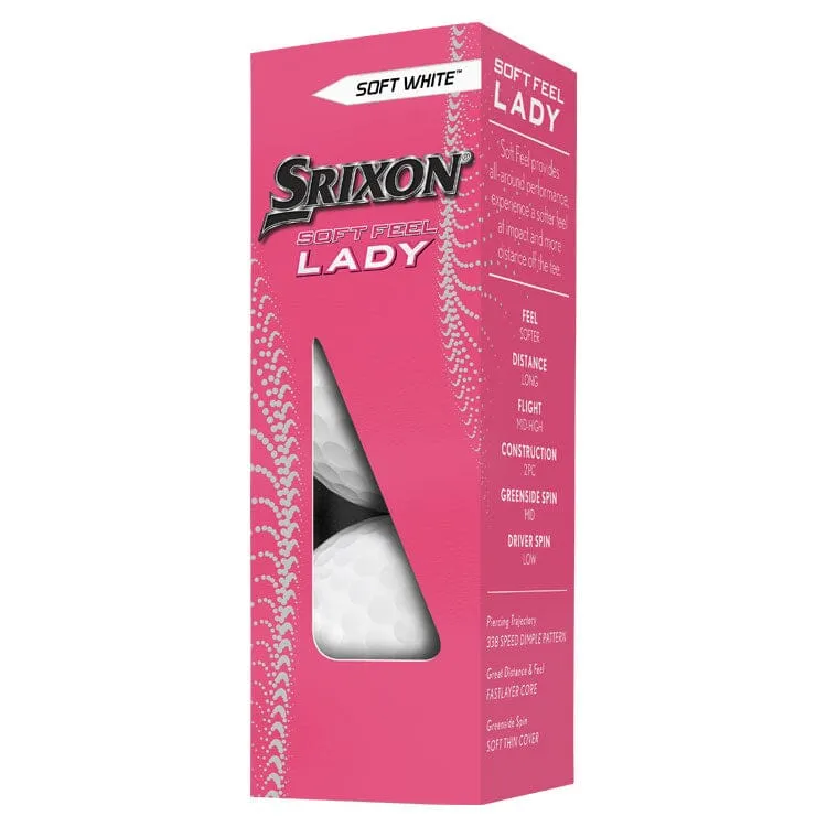 Pelotas de golf Srixon Soft Feel para mujer, color blanco, 12 unidades