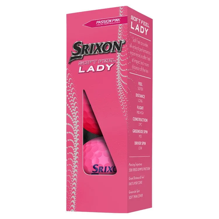 Pelotas de golf Srixon Soft Feel para mujer, color rosa, 12 unidades
