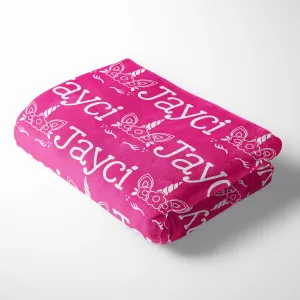 Personalized Kid/Teen Blanket - Name and Unicorn