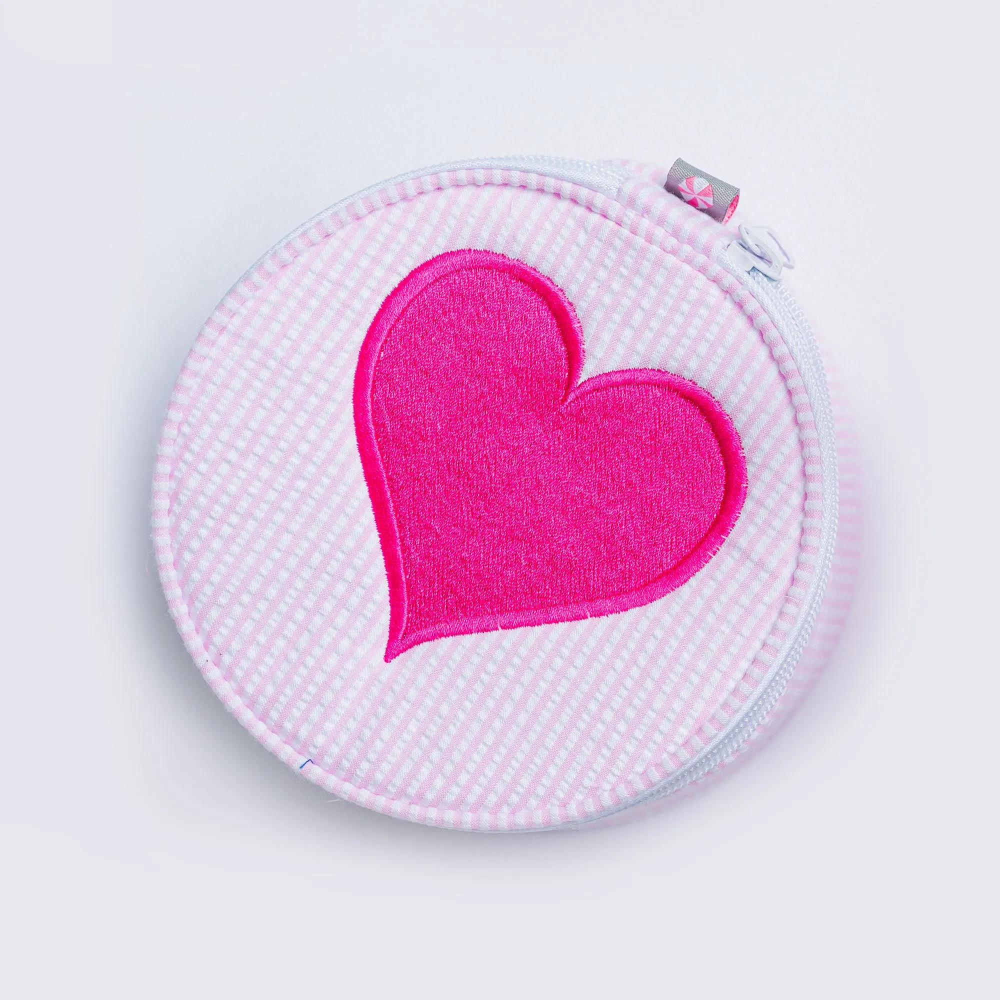 Personalized Seersucker Baby Pink Round Multi Purpose Pouch