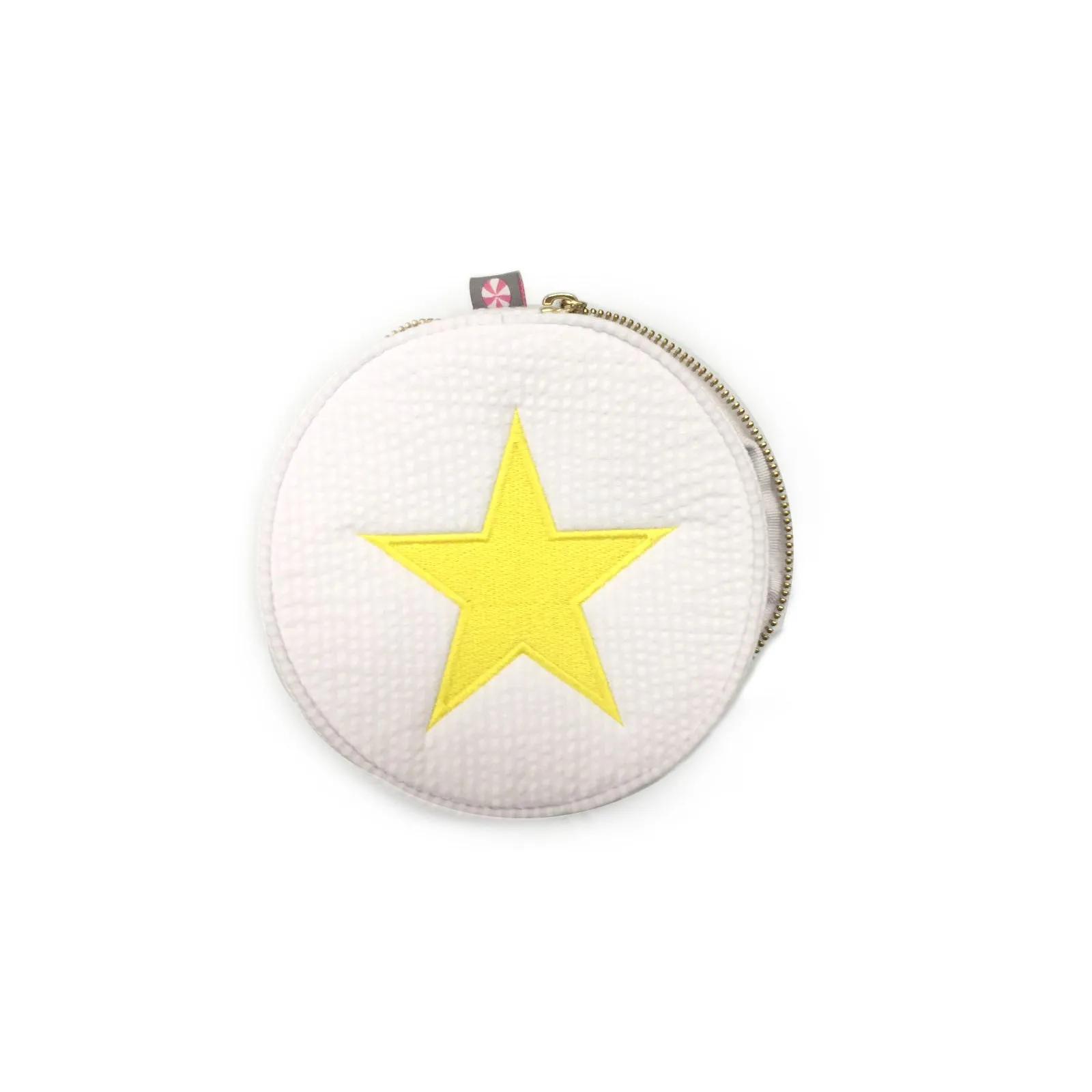 Personalized Seersucker White Round Multi Purpose Pouch