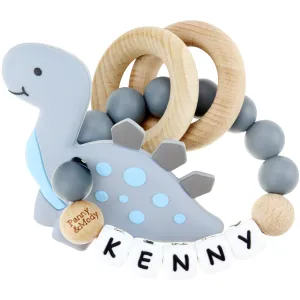 Personalized Teether Ring with Name & Stegosaurus