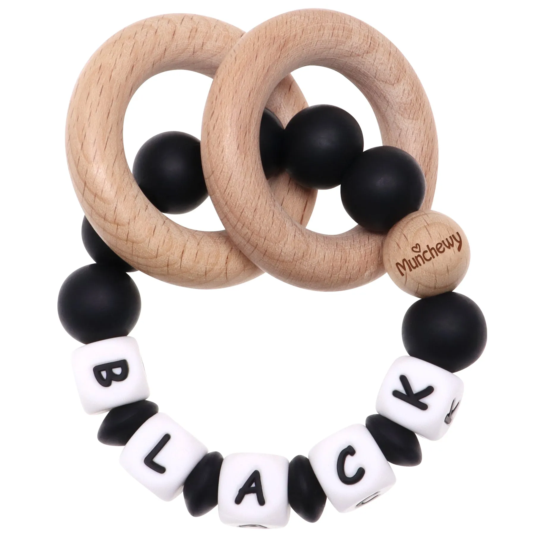 Personalized Teether Ring with Name (Solid Color)