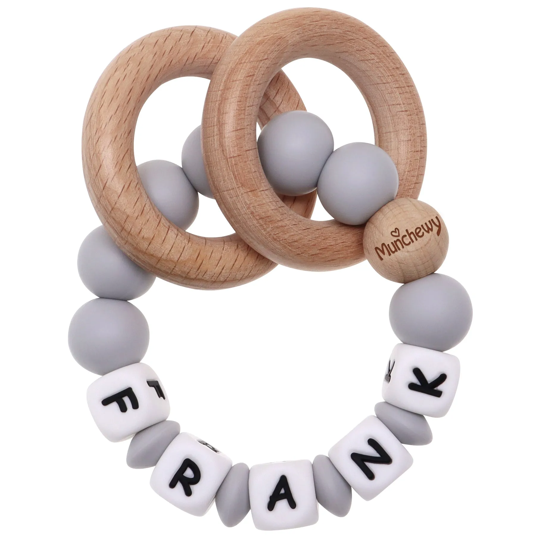 Personalized Teether Ring with Name (Solid Color)