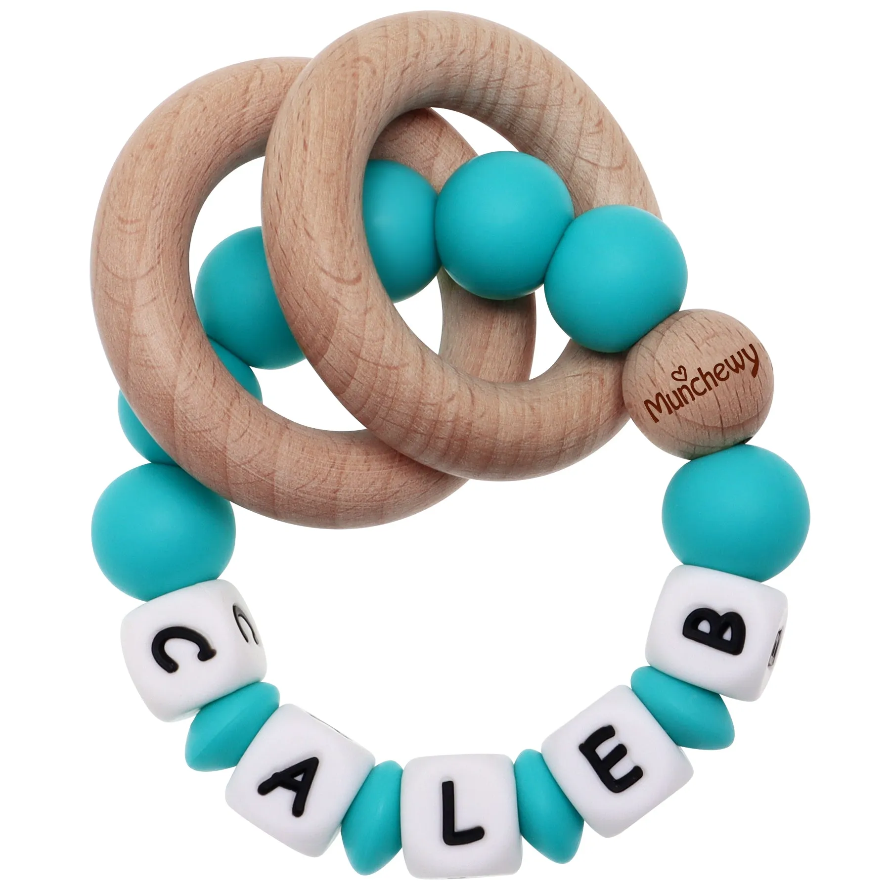Personalized Teether Ring with Name (Solid Color)