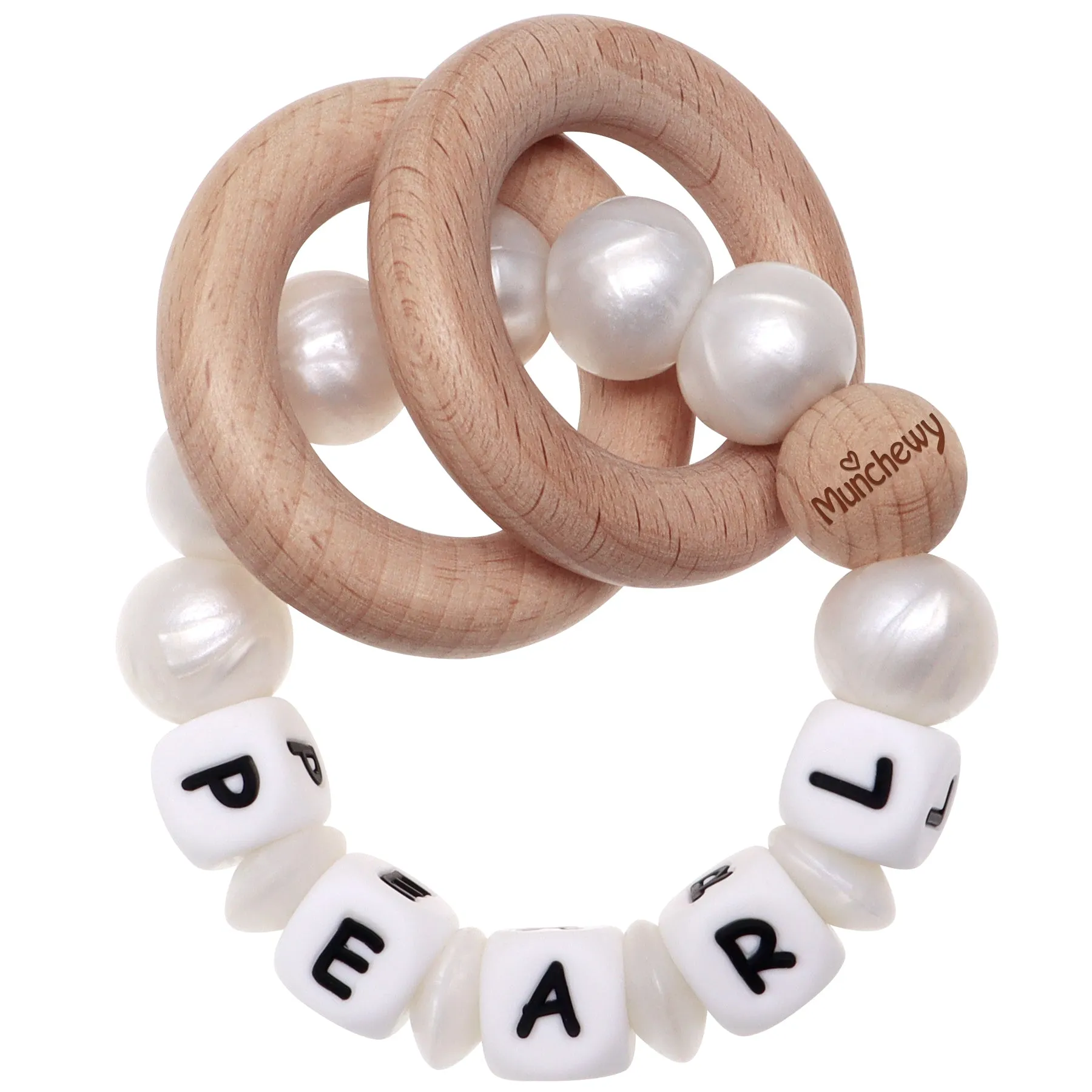 Personalized Teether Ring with Name (Solid Color)