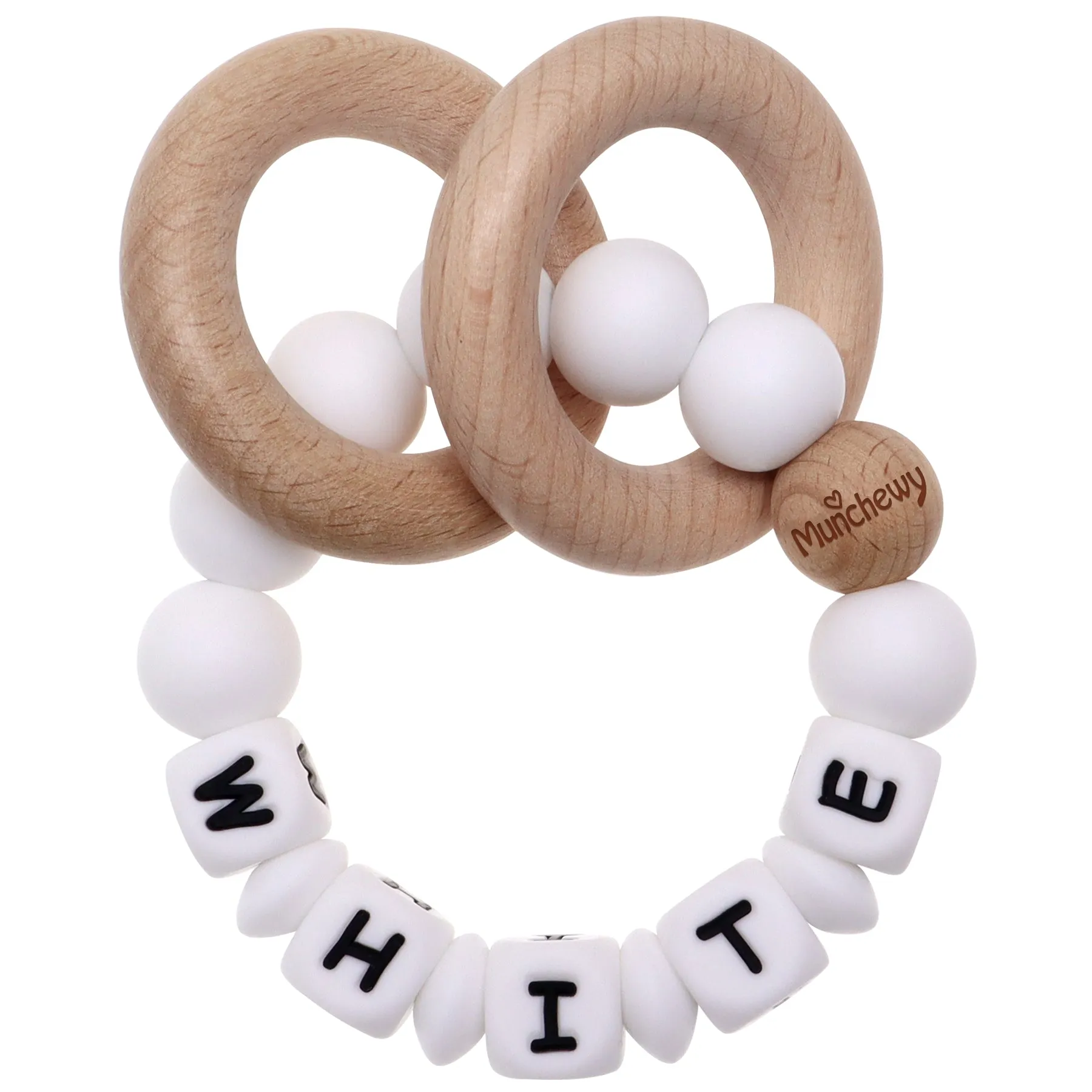 Personalized Teether Ring with Name (Solid Color)