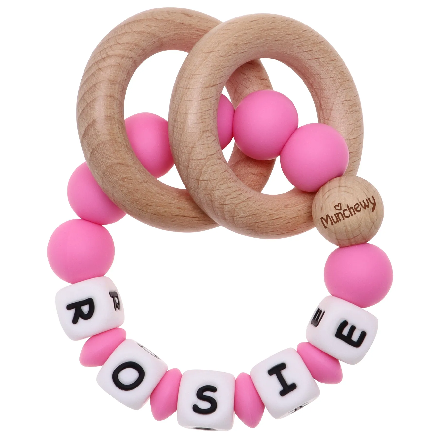 Personalized Teether Ring with Name (Solid Color)