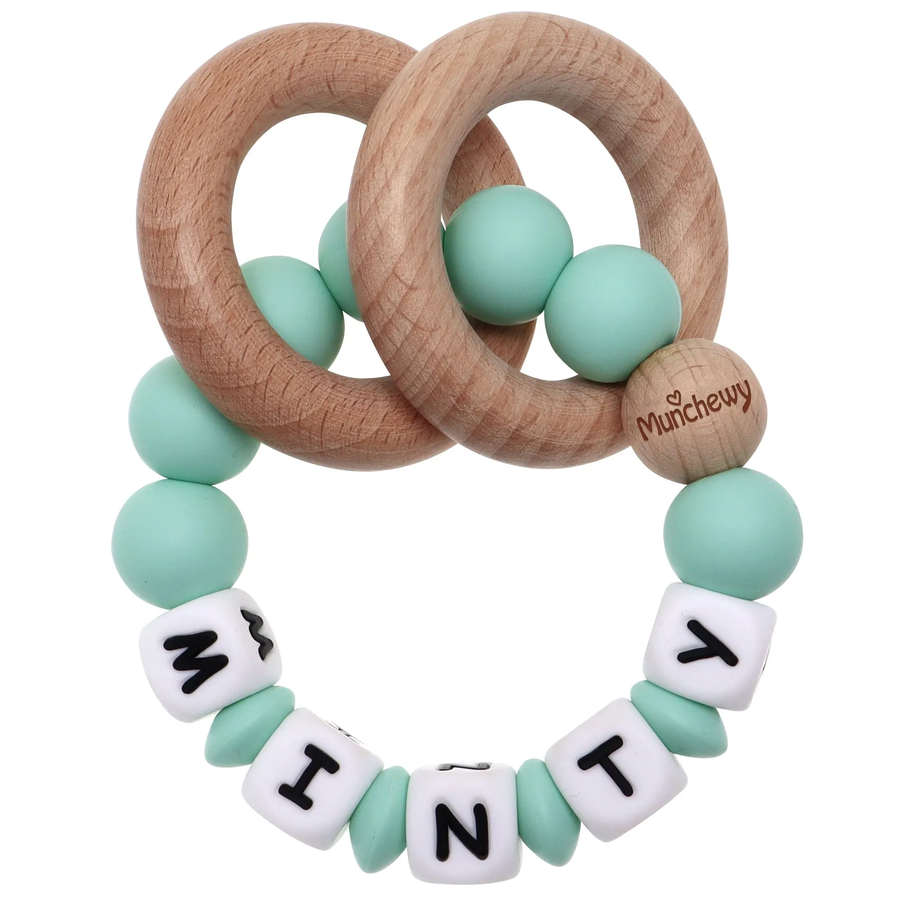 Personalized Teether Ring with Name (Solid Color)