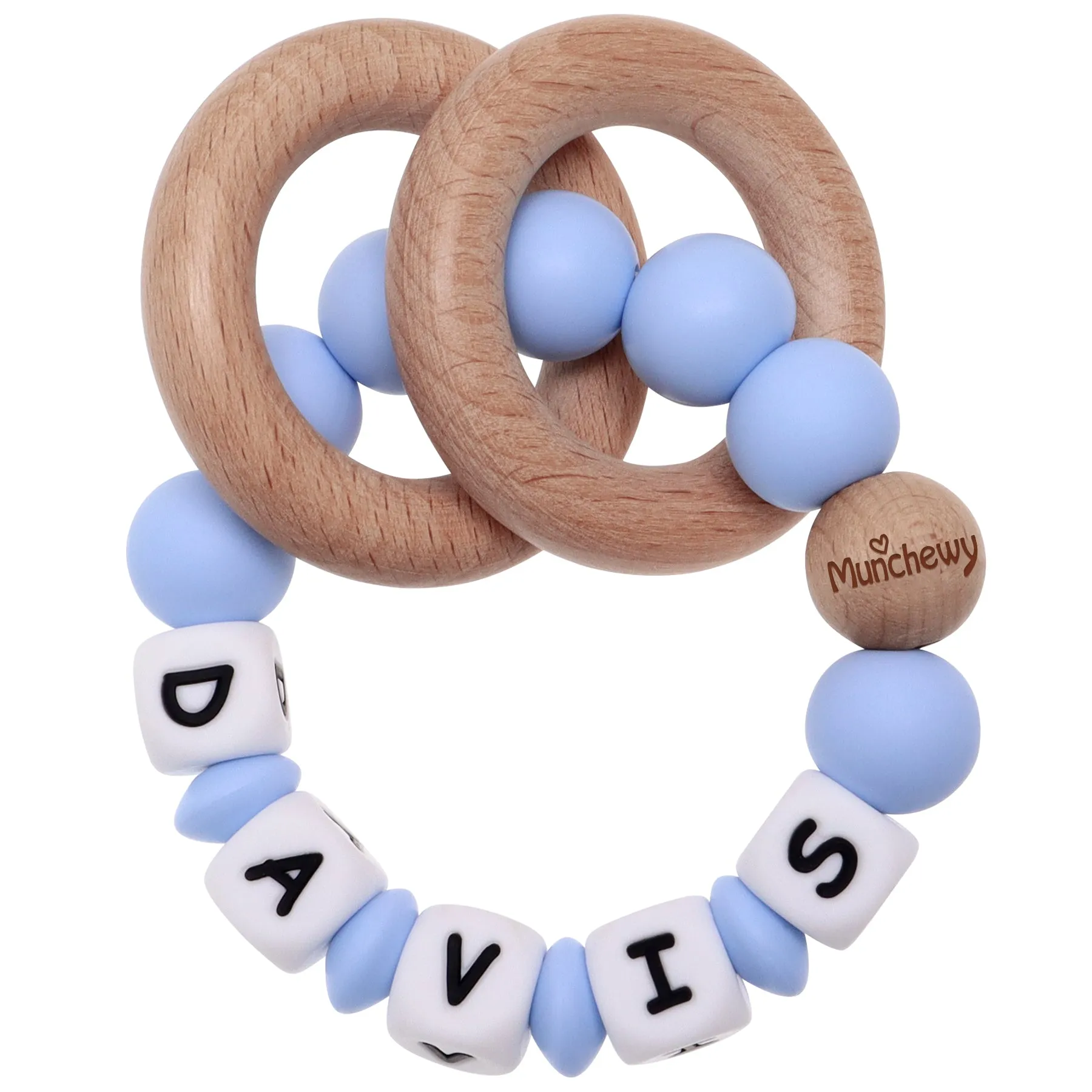 Personalized Teether Ring with Name (Solid Color)