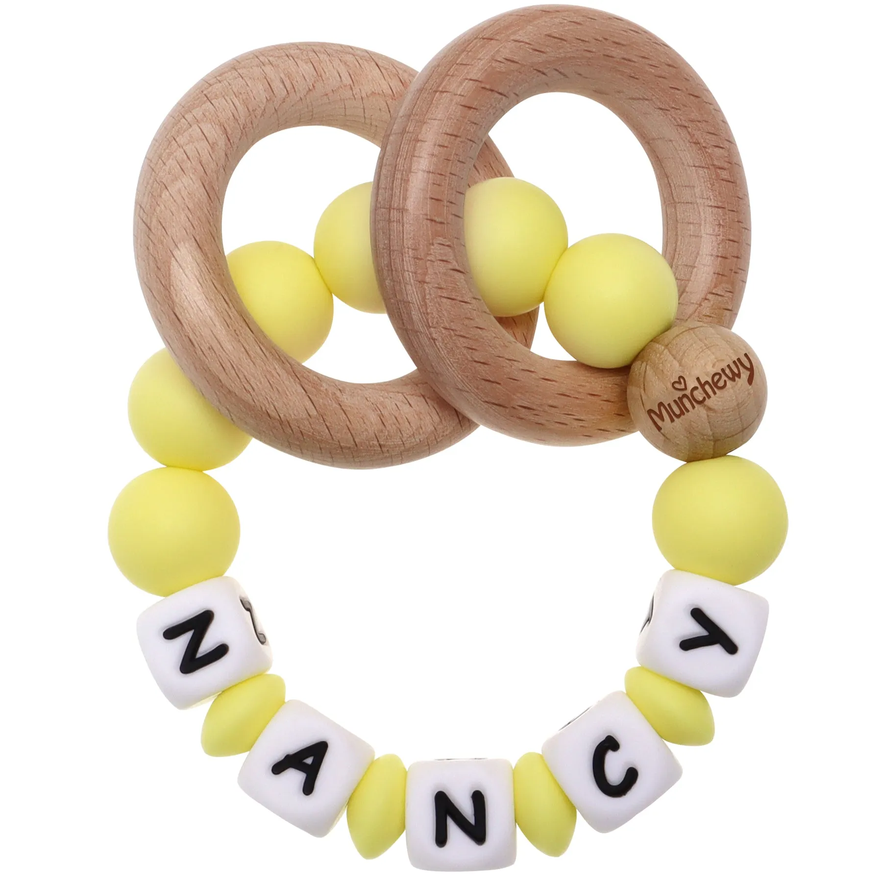Personalized Teether Ring with Name (Solid Color)
