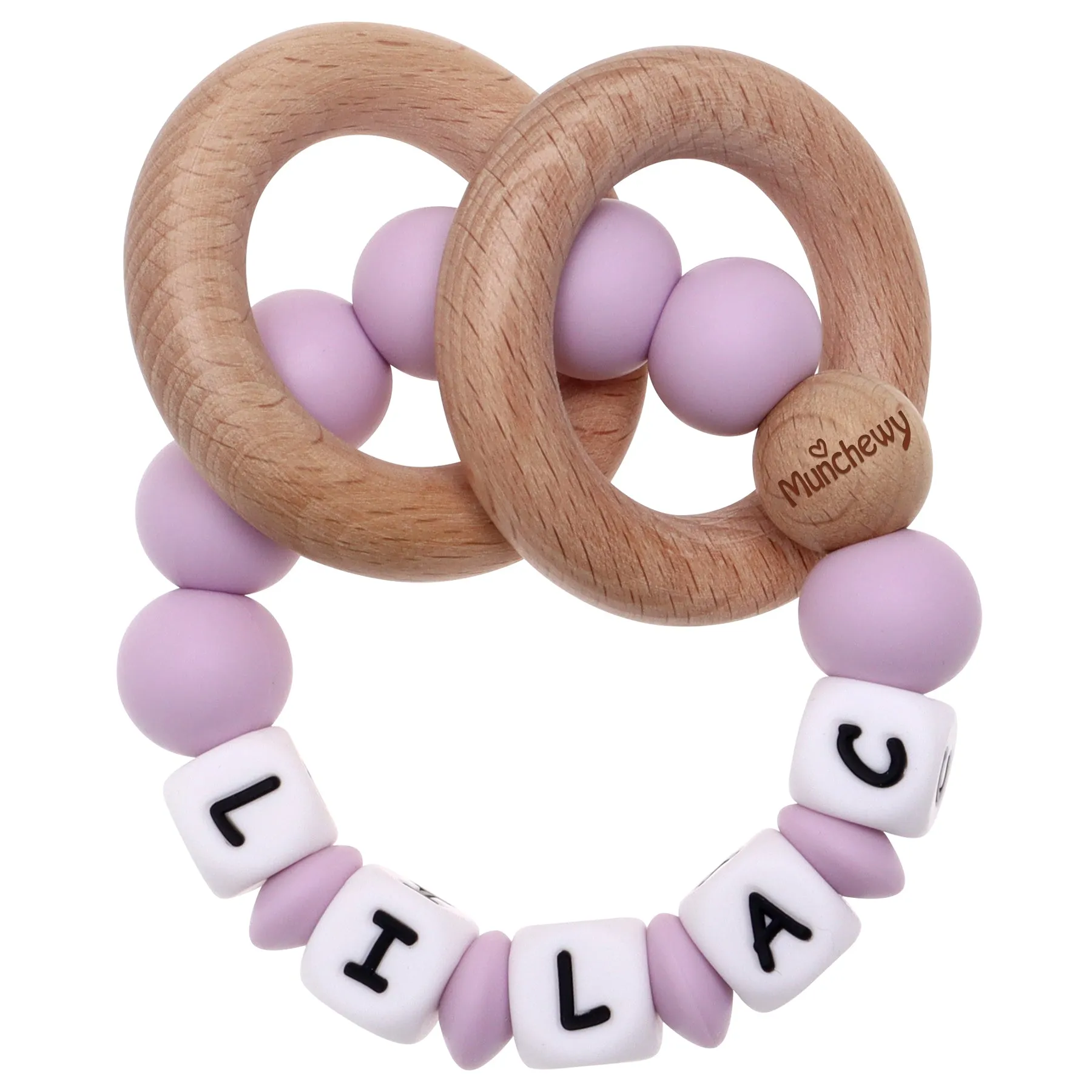 Personalized Teether Ring with Name (Solid Color)