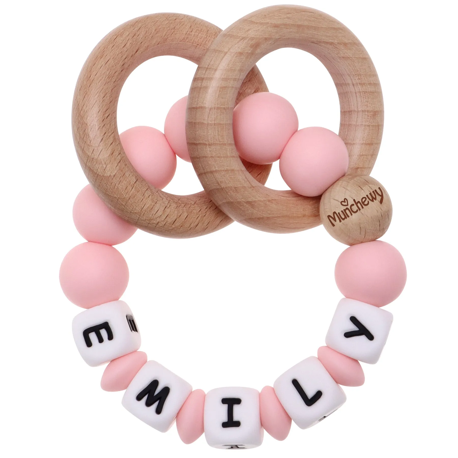 Personalized Teether Ring with Name (Solid Color)