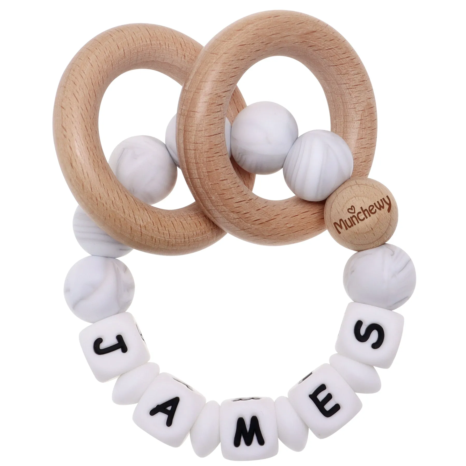 Personalized Teether Ring with Name (Solid Color)