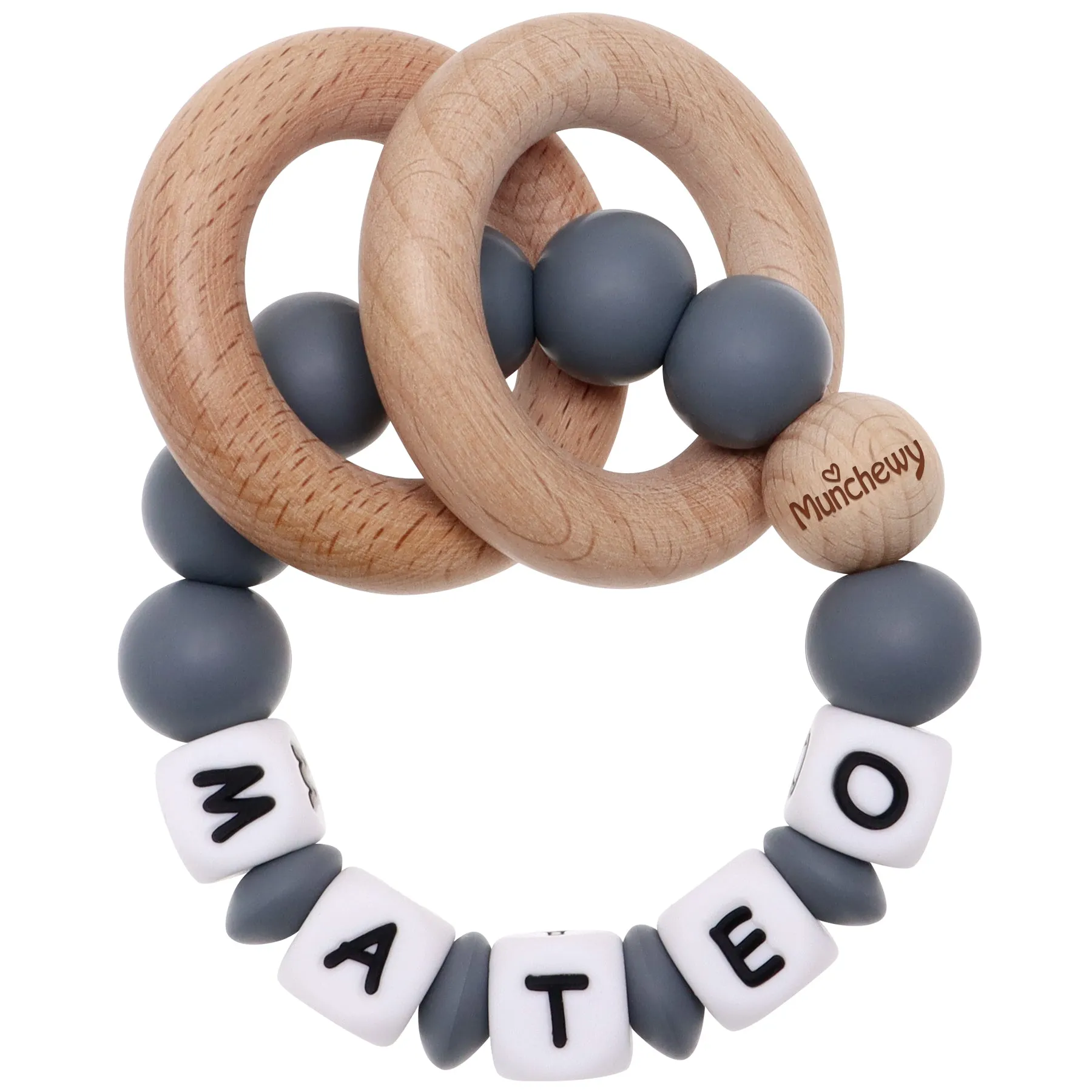 Personalized Teether Ring with Name (Solid Color)