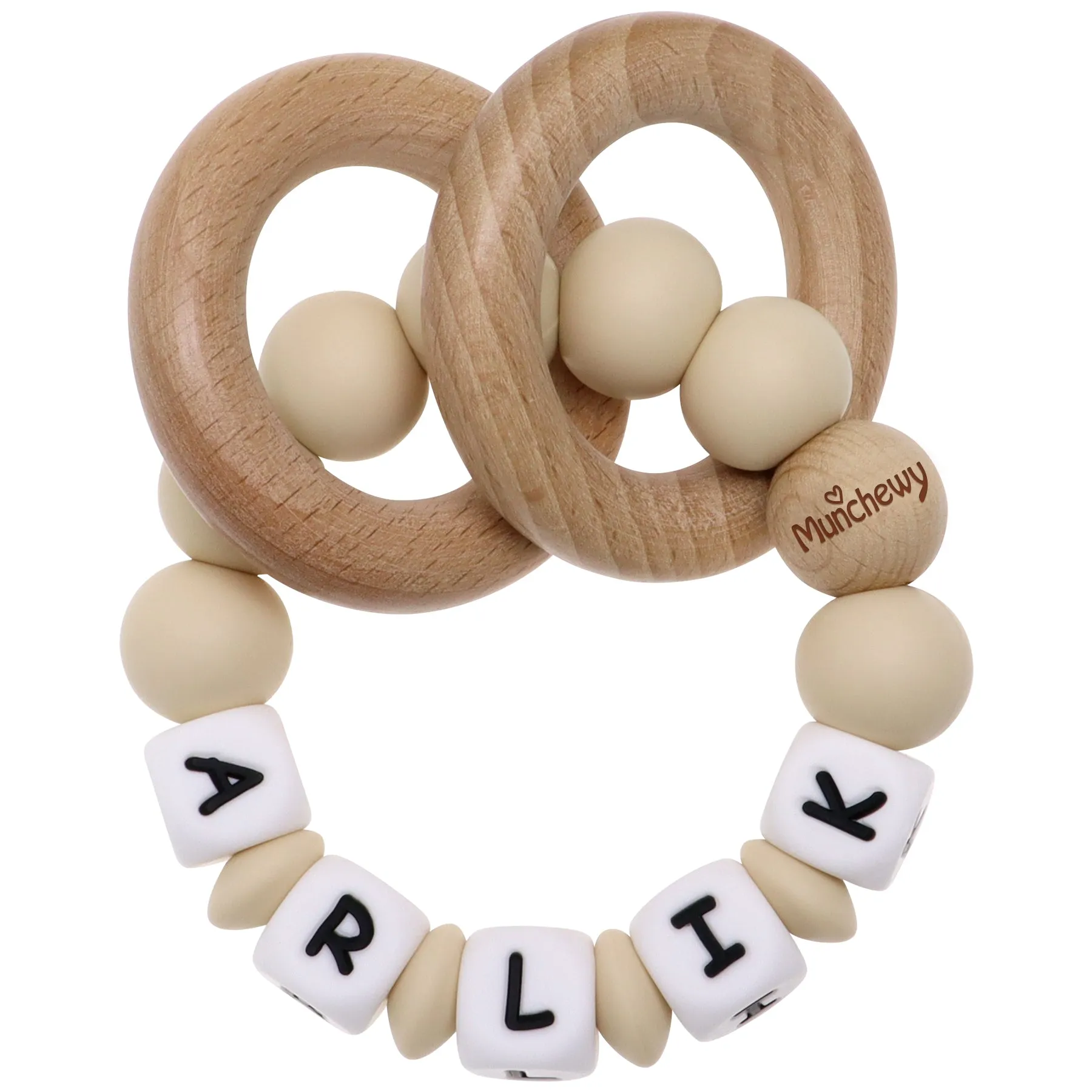 Personalized Teether Ring with Name (Solid Color)