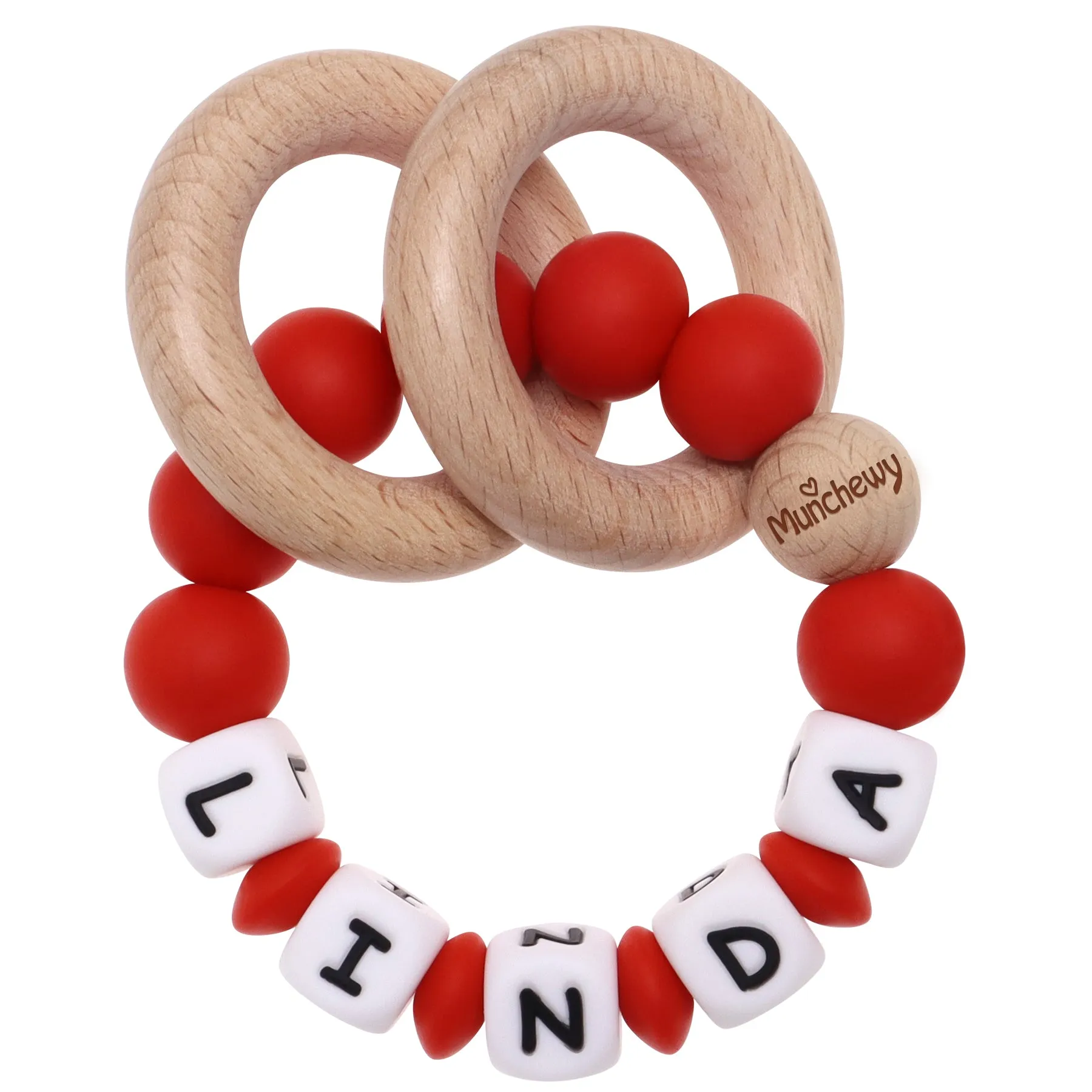 Personalized Teether Ring with Name (Solid Color)
