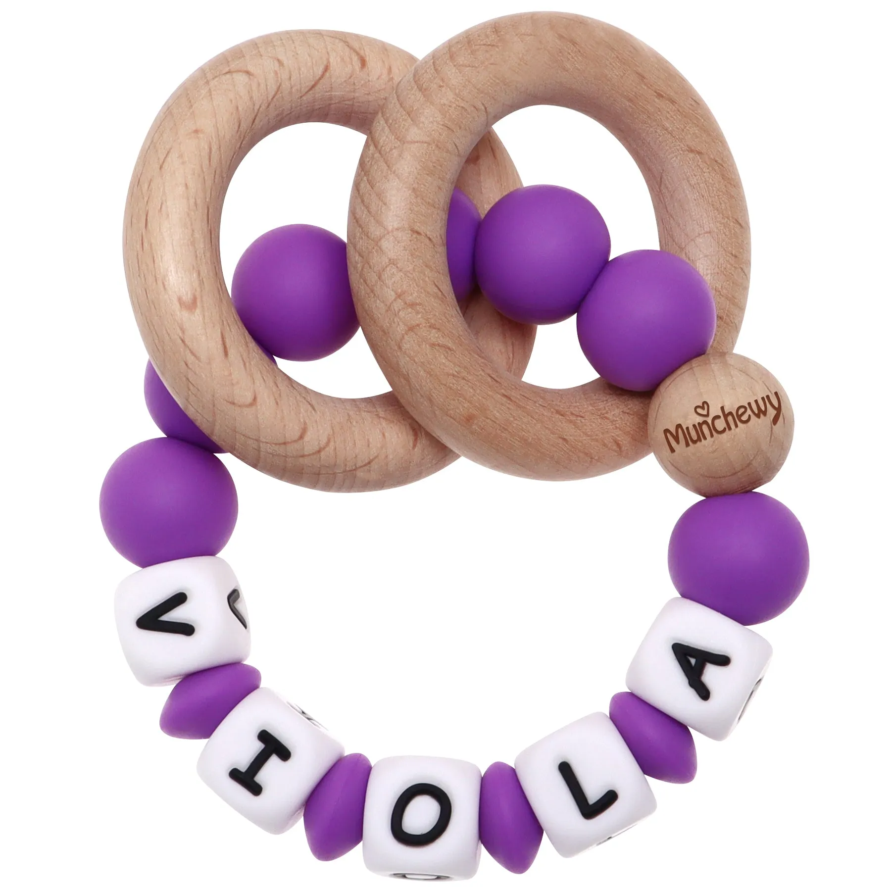 Personalized Teether Ring with Name (Solid Color)