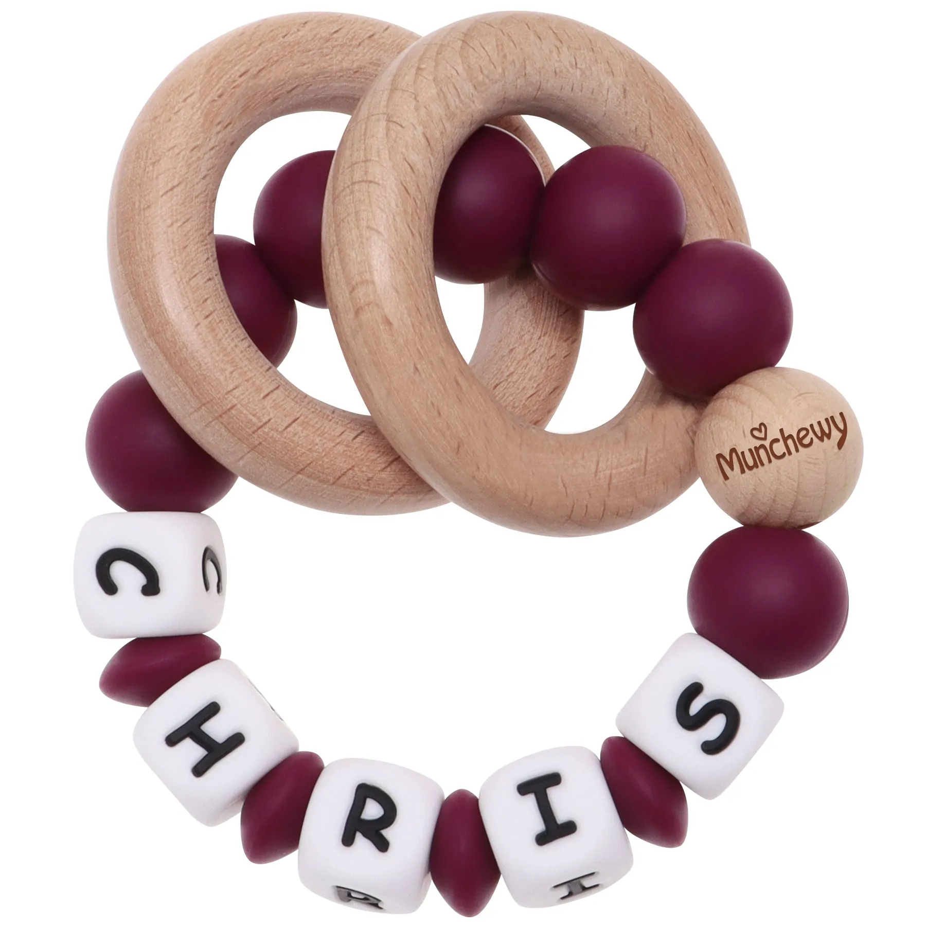 Personalized Teether Ring with Name (Solid Color)