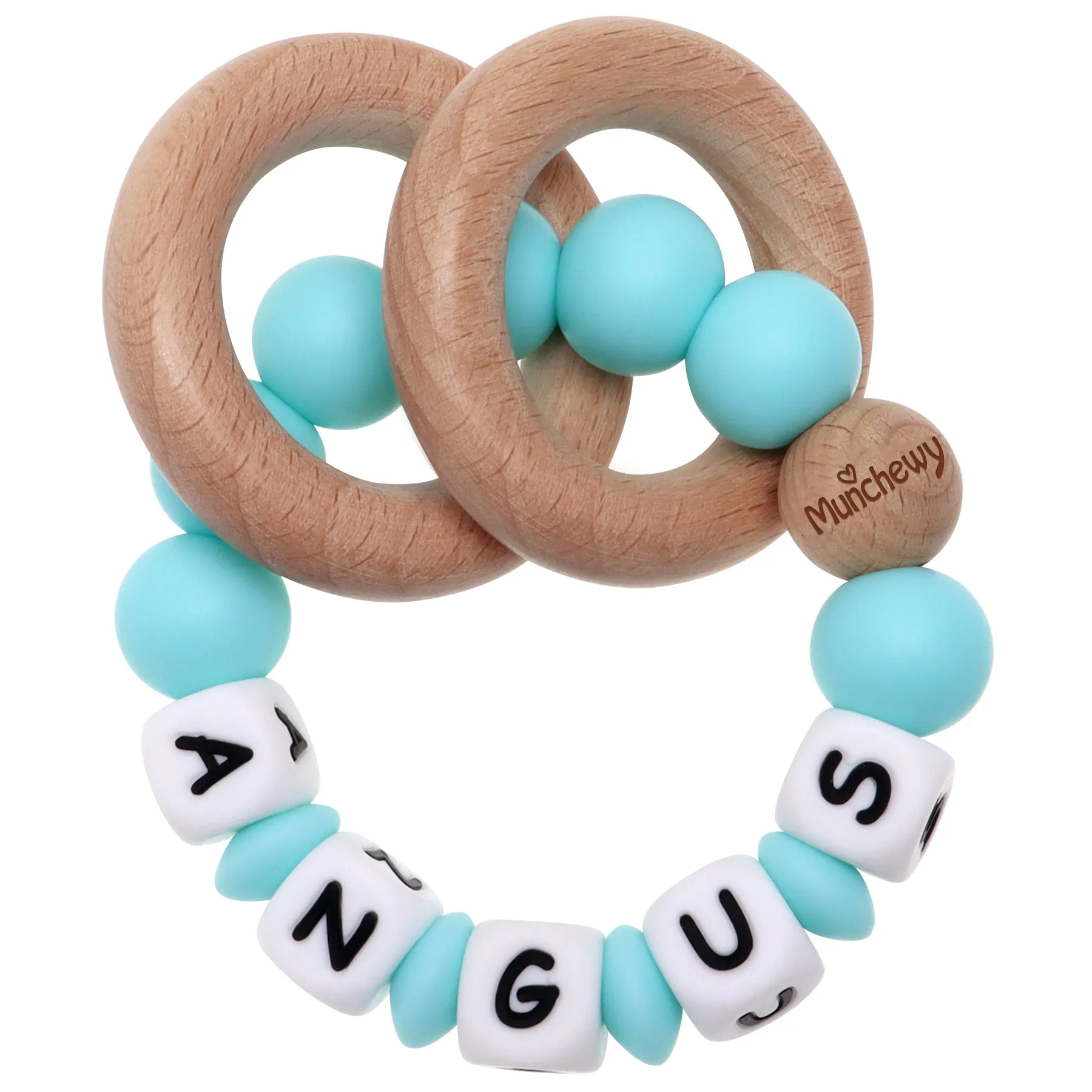 Personalized Teether Ring with Name (Solid Color)