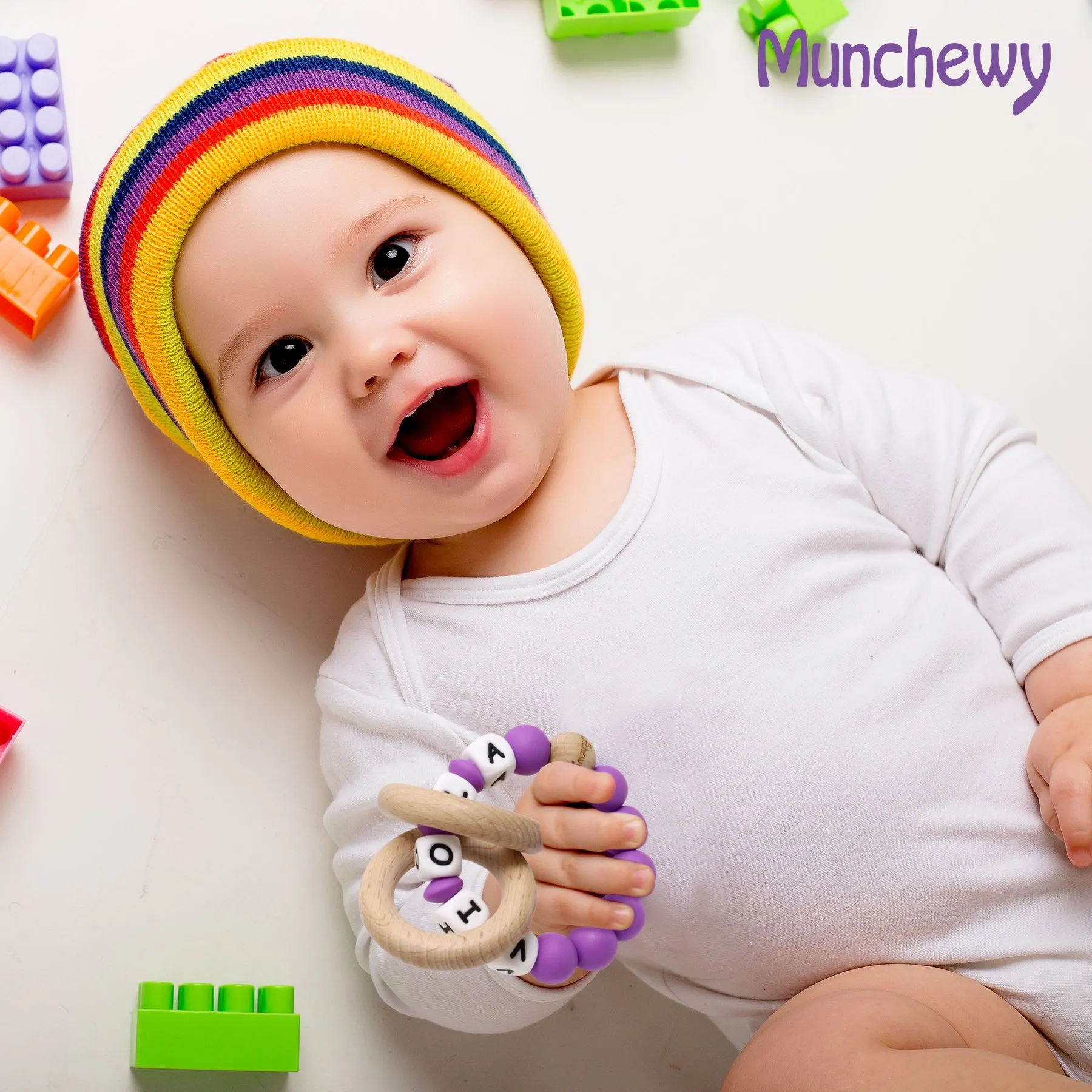 Personalized Teether Ring with Name (Solid Color)