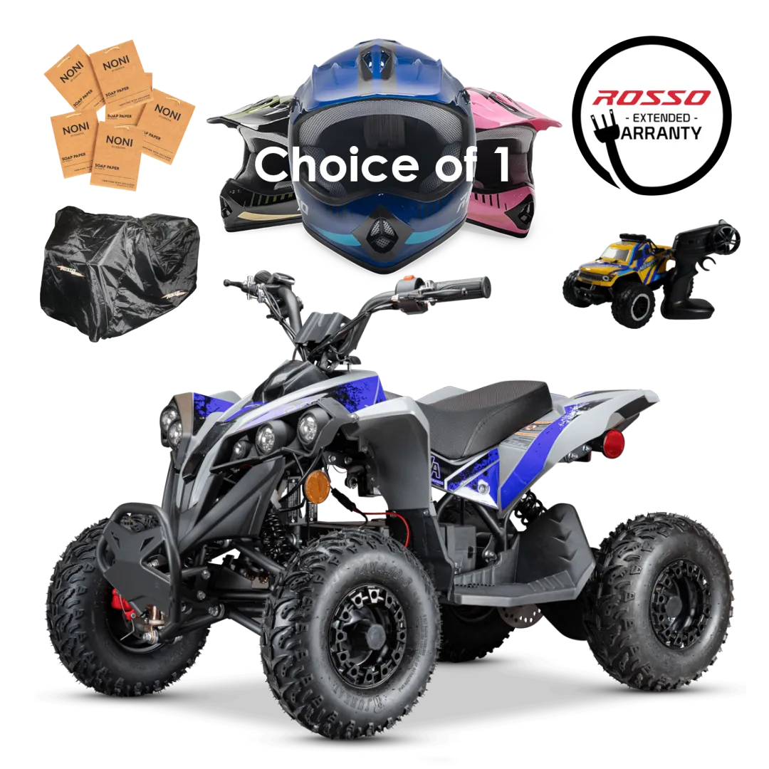 Pioneer e-802 electric ATV Bundle | Ages 6  only | Blue Decals Feat.
