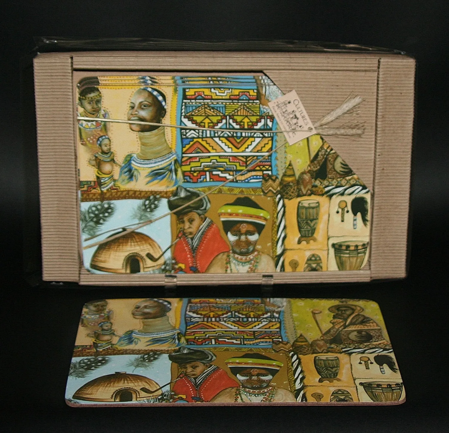 Place Mat African Painted Village Scenes Multi Color Set of 6